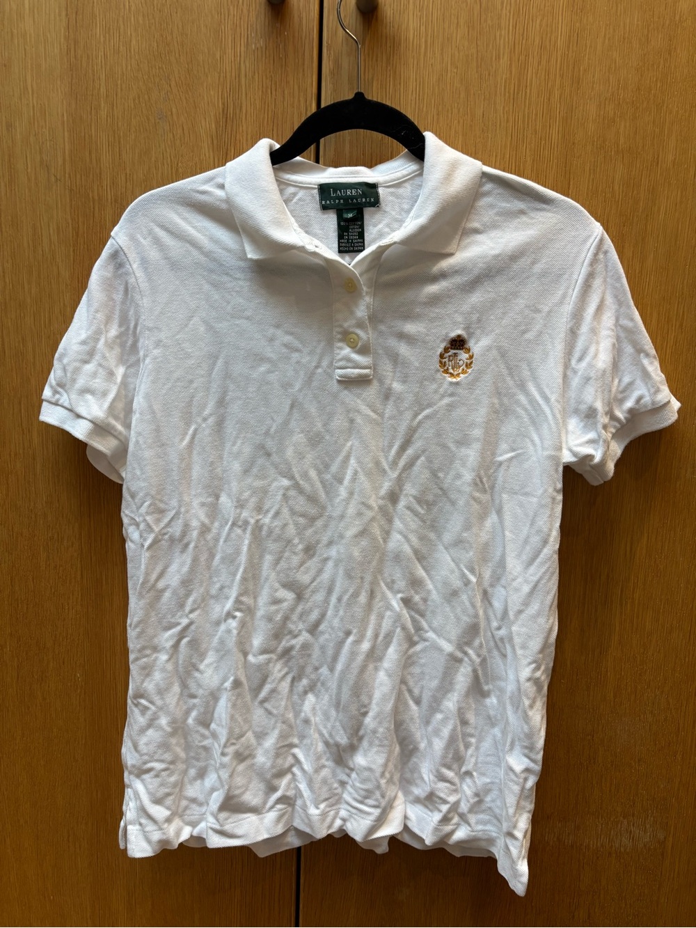 Lauren by Ralph Lauren White Polo Shirt with embroidered Crest size medium